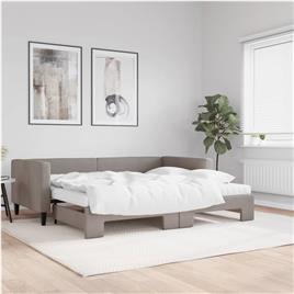 vidaXL Sofá-cama c/ gavetão/colchões 90x200cm tecido cinza-acastanhado