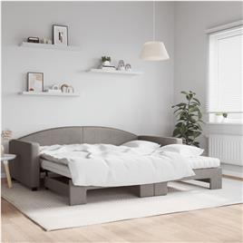 vidaXL Sofá-cama + gavetão/colchões 100x200cm tecido cinza-acastanhado