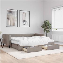 vidaXL Sofá-cama c/ gavetão/gavetas 90x200 cm tecido cinza-acastanhado