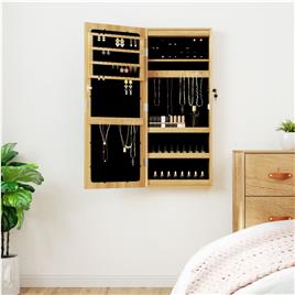 vidaXL Móvel para joias de parede espelhado com luzes LED