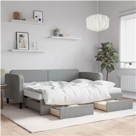 vidaXL Sofá-cama c/ gavetão e gavetas 80x200 cm tecido cinzento-claro