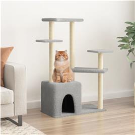 vidaXL Árvore p/ gatos c/ arranhadores sisal 107,5 cm cinza-claro