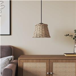 vidaXL Abajur de teto Ø15x12 cm vime castanho