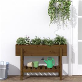vidaXL Canteiro elevado jardim 101x30x69 cm pinho maciço castanho-mel