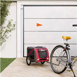 vidaXL Reboque de bicicleta p/ cães tecido oxford/ferro vermelho/cinza