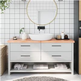 vidaXL Bancada p/ WC 160x30x6 cm madeira maciça tratada castanho-claro