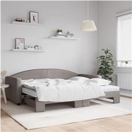 vidaXL Sofá-cama c/ gavetão/colchões 90x200cm tecido cinza-acastanhado