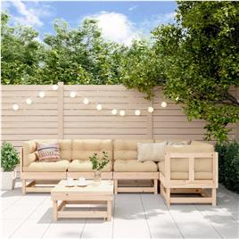 vidaXL 6 pcs conjunto lounge jardim c/ almofadões madeira maciça