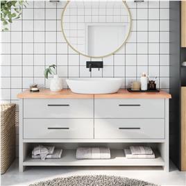 vidaXL Bancada p/ WC 160x30x4 cm madeira maciça tratada castanho-claro