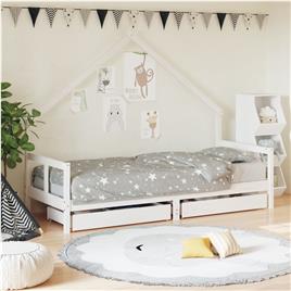 vidaXL Estrutura cama infantil c/ gavetas 80x200cm pinho maciço branco