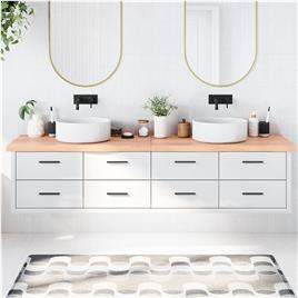 vidaXL Bancada p/ WC 220x50x6 cm madeira maciça tratada castanho-claro