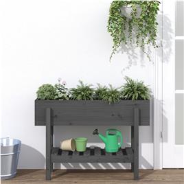 vidaXL Canteiro elevado de jardim 101x30x69 cm pinho maciço cinzento