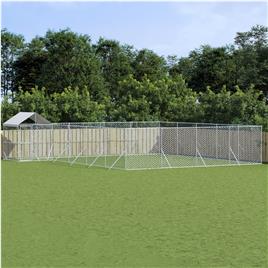 vidaXL Canil de exterior com teto 10x8x2,5 m aço galvanizado prateado