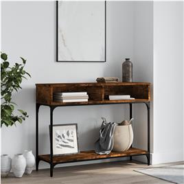 vidaXL Mesa consola 100x30,5x75cm derivados de madeira carvalho fumado