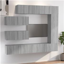 vidaXL Conjunto móveis de TV 7 pcs madeira processada sonoma cinza