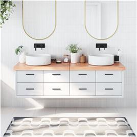 vidaXL Bancada p/ WC 180x40x6 cm madeira maciça tratada castanho-claro