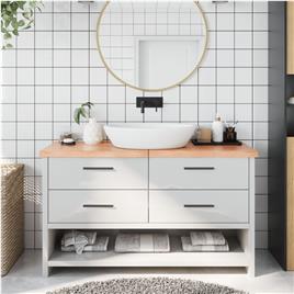 vidaXL Bancada p/ WC 140x60x4 cm madeira maciça tratada castanho-claro