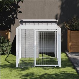 vidaXL Galinheiro com anexo 110x201x110 cm aço galvanizado cinza-claro
