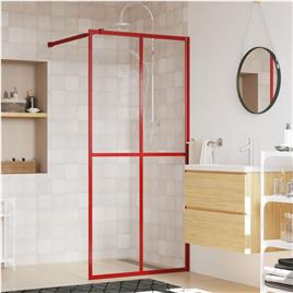 vidaXL Divisória de chuveiro 100x195cm vidro transparente ESG vermelho