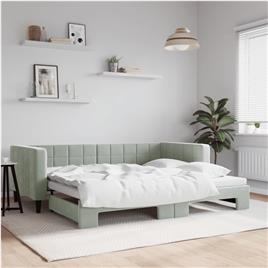 vidaXL Sofá-cama com gavetão 90x200 cm veludo cinzento-claro