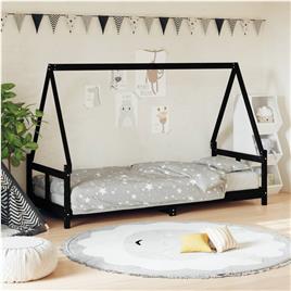 vidaXL Estrutura de cama infantil 80x200 cm pinho maciço preto