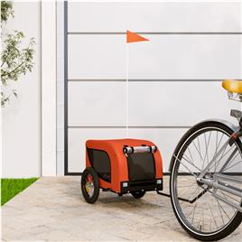 vidaXL Reboque de bicicleta p/ cães tecido oxford/ferro laranja/preto