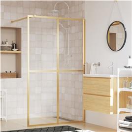 vidaXL Divisória de chuveiro 118x195 cm vidro transparente ESG dourado