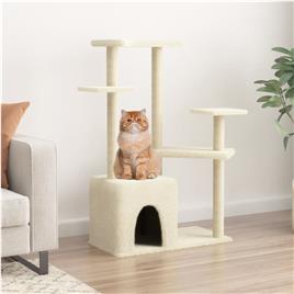 vidaXL Árvore para gatos c/ postes arranhadores sisal 107,5 cm creme