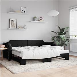 vidaXL Sofá-cama com gavetão 100x200 cm tecido preto