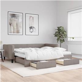 vidaXL Sofá-cama c/ gavetão/gavetas 100x200cm tecido cinza-acastanhado