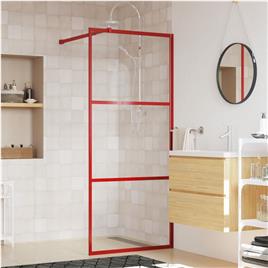 vidaXL Divisória de chuveiro 90x195 cm vidro transparente ESG vermelho