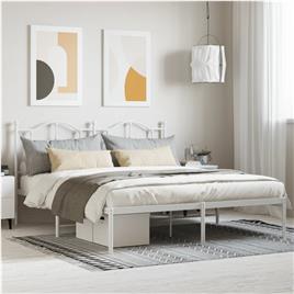 vidaXL Estrutura de cama com cabeceira 180x200 cm metal branco