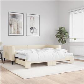 vidaXL Sofá-cama c/ gavetão e colchões 100x200 cm tecido cor creme