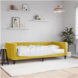 vidaXL Sofá-cama com colchão 90x200 cm veludo amarelo