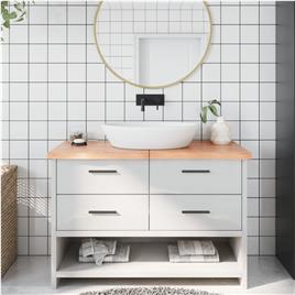 vidaXL Bancada p/ WC 120x40x4 cm madeira maciça tratada castanho-claro