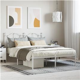vidaXL Estrutura de cama com cabeceira 135x190 cm metal branco