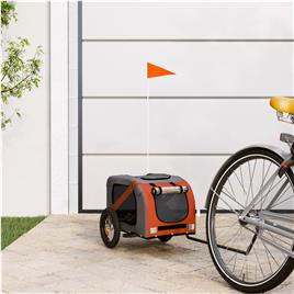 vidaXL Reboque de bicicleta p/ cães tecido oxford/ferro laranja/cinza