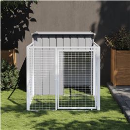 vidaXL Casota para cães com parque aço galvanizado cinzento-claro