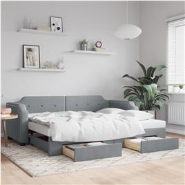 vidaXL Sofá-cama c/ gavetão e gavetas 100x200 cm tecido cinzento-claro