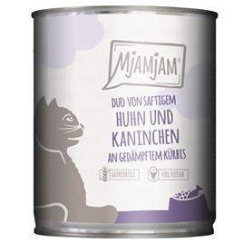 MjAMjAM Duo 6 x 800 g - frango suculento e coelho com abóbora cozida a vapor