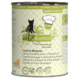 catz finefood Ragout 6 x 380 g comida húmida para gatos - N.º 605 Salmão e pato selvagem