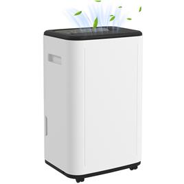 Desumidificador Elétrico Depósito de Água 6 Litros 20L/Dia com 4 Modos 2 Velocidades Ecrã LED 33,5x26x53 cm Branco
