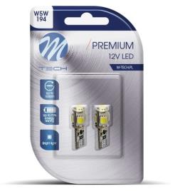 Blister 2x Lampadas T10/W5W 5 LEDs SMD 12V Branco 6000K (CANBUS) - M-TECH