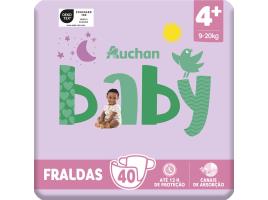 Fraldas Auchan Baby T4+ 9-20kg 40un