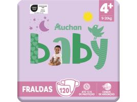 Fraldas Auchan Baby T4+ 9-20kg 120un