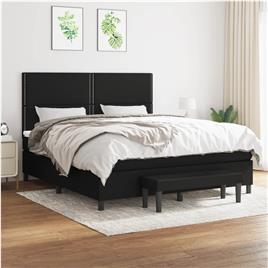 vidaXL Cama com molas/colchão 180x200 cm tecido preto