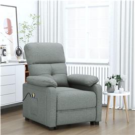 vidaXL Poltrona de massagens elevatória tecido cinzento-escuro