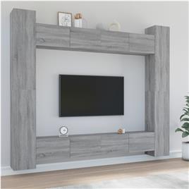 vidaXL Conjunto móveis de TV 8 pcs madeira processada sonoma cinza