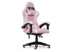 Cadeira Gaming Cadeira Ergonómica Para Jogos Com Apoio Lombar Apoio De Cabeçaaté 135 Kg Classe 2 133X67X67 Cm Estilo A Branco Rosa BIGZZIA