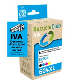 RECYCLECLUB Tinteiro Remanufaturado Compatível com Epson 604XL, Pack 4, Amarelo, Azul, Magenta e Preto, K10630RS